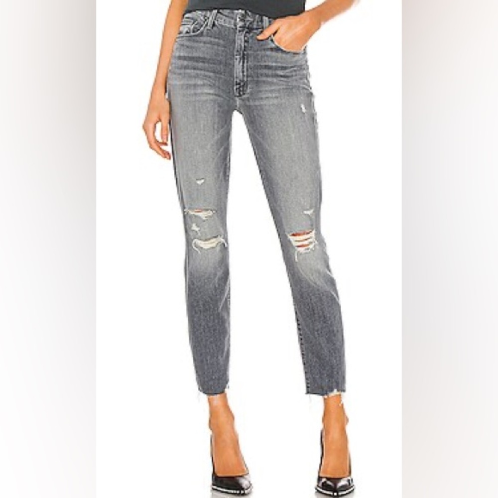 MOTHER High Waisted Looker Ankle Nick Fray